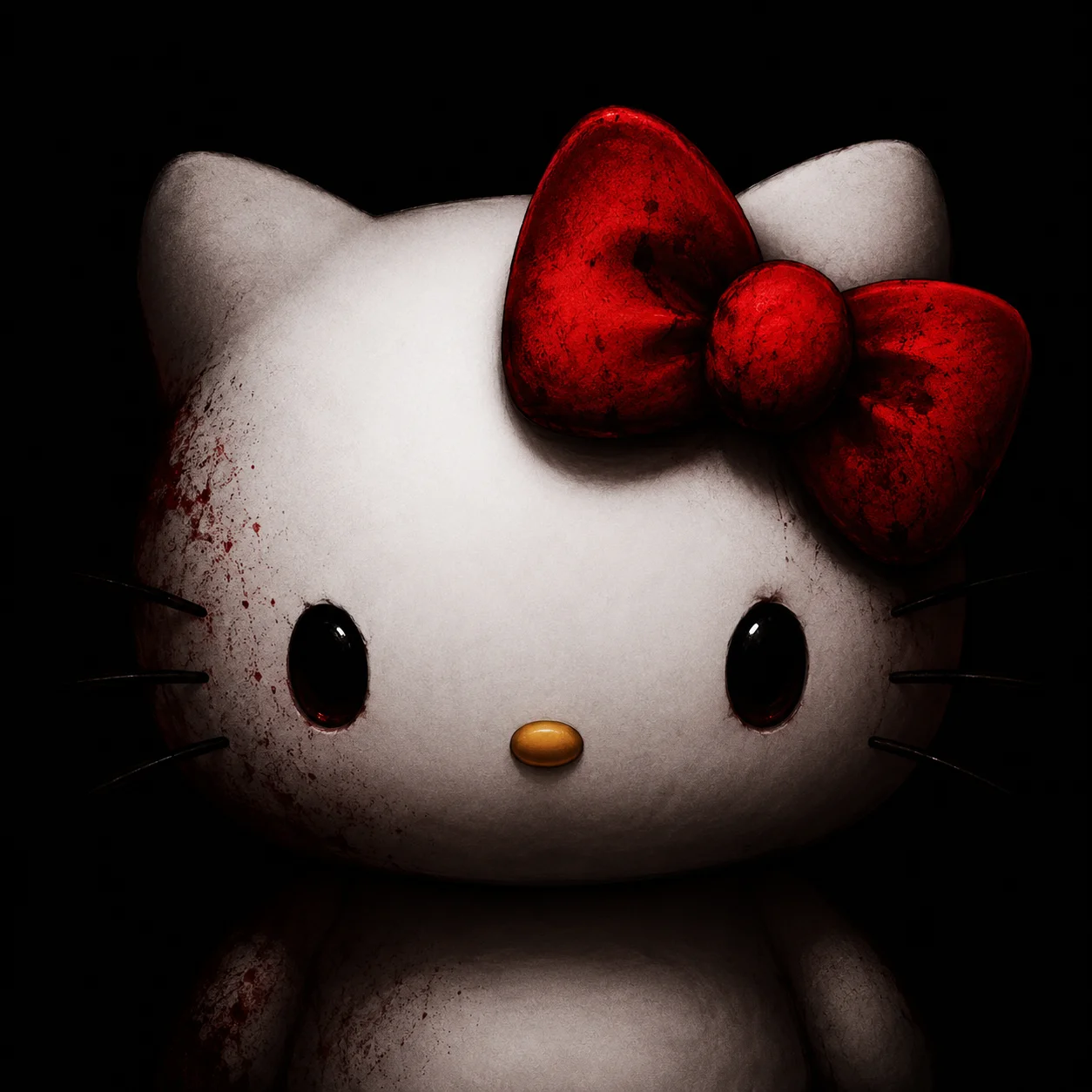 Gothic hello kitty pfp with deep red bow for horror aesthetic profile picture