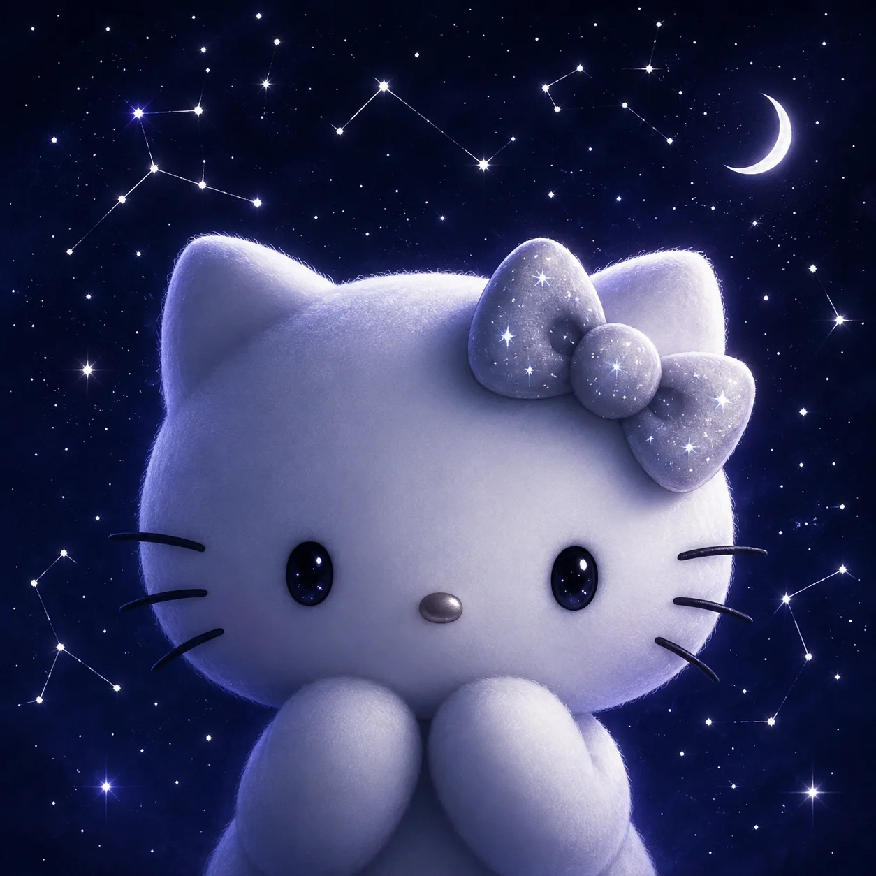 Starry night dark aesthetic hello kitty pfp for dreamcore profile picture icon