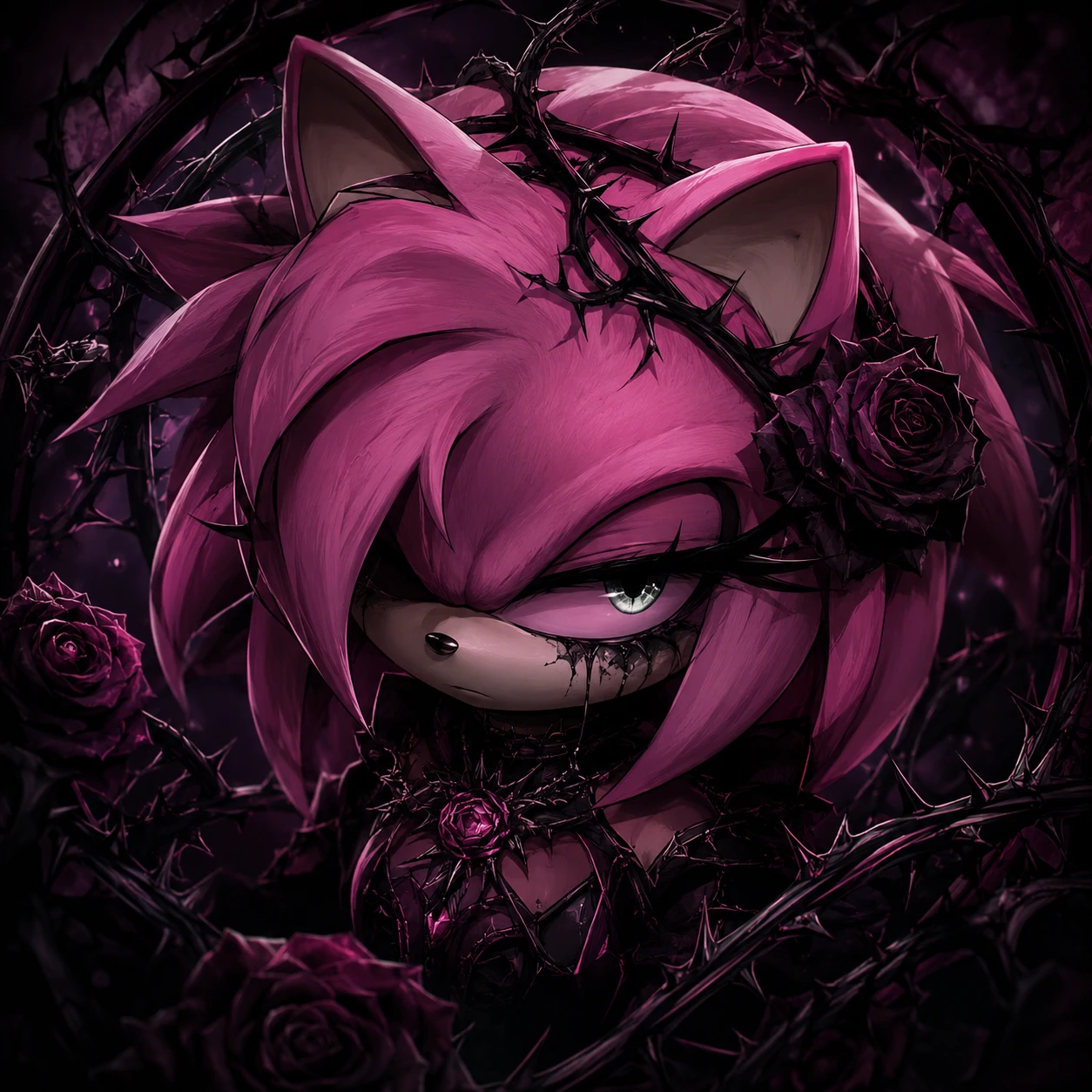 Thorn Rose dark Amy Rose gothic fanart PFP.