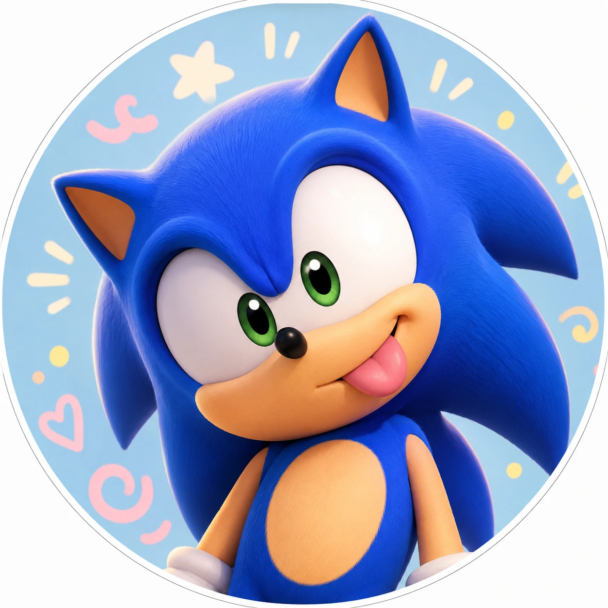 Derpy cute funny Sonic avatar with goofy charm.