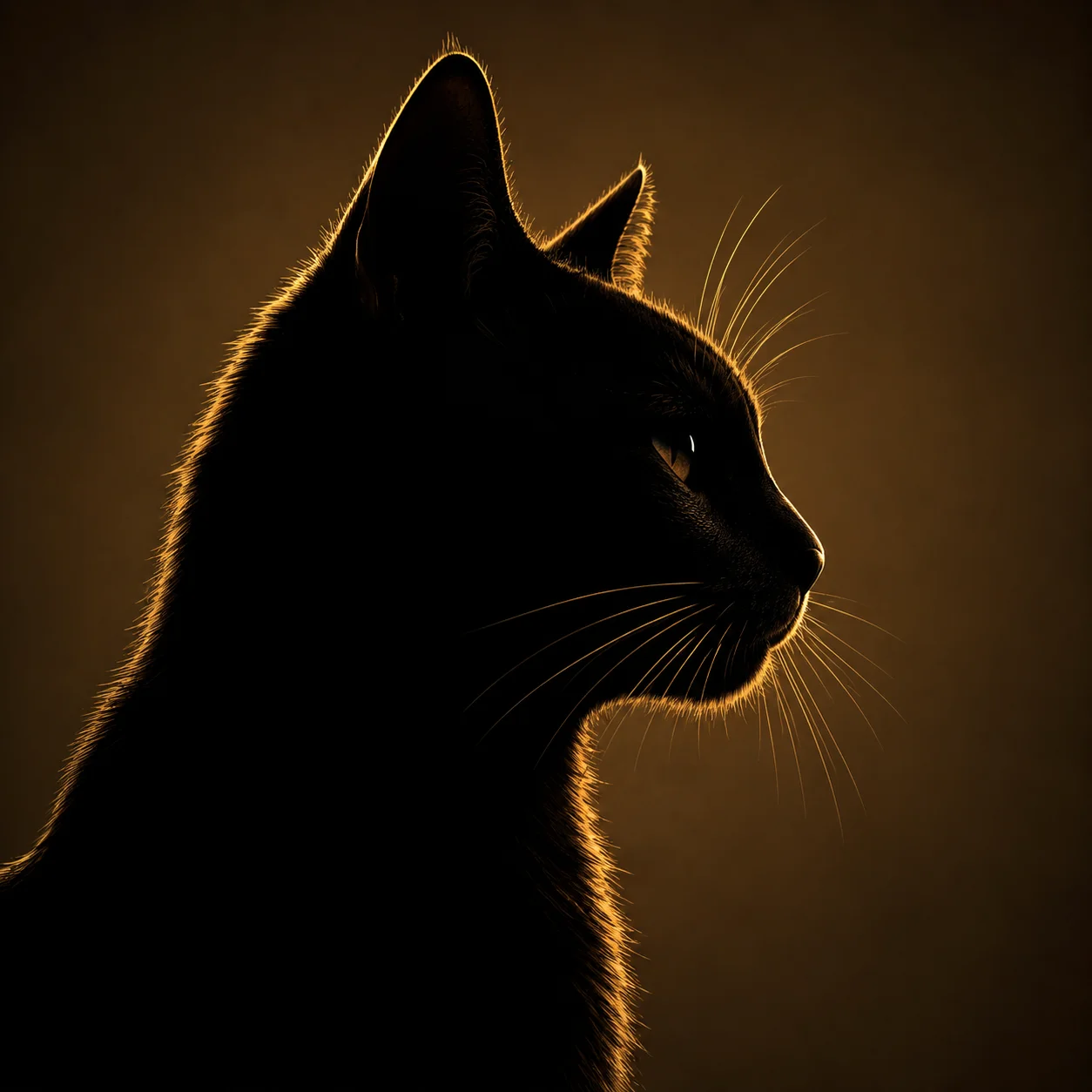 Sharp silhouette cat pfp in side profile for moody Discord dark theme server avatars