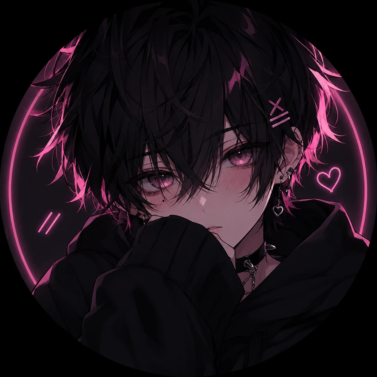 Discord femboy pfp with pink highlights and clean dark mode contrast