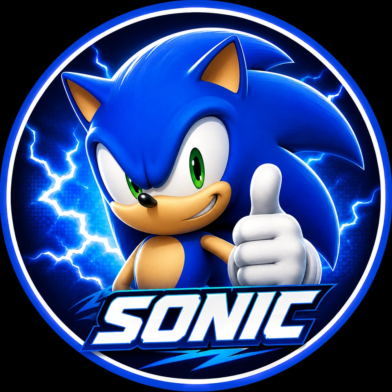 Discord Sonic server icon with bold stand-out colour.
