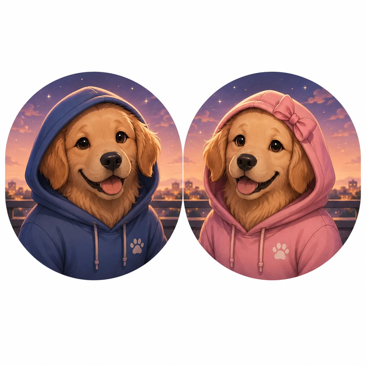 Duo matching dog profile picture designed for pair scrolling