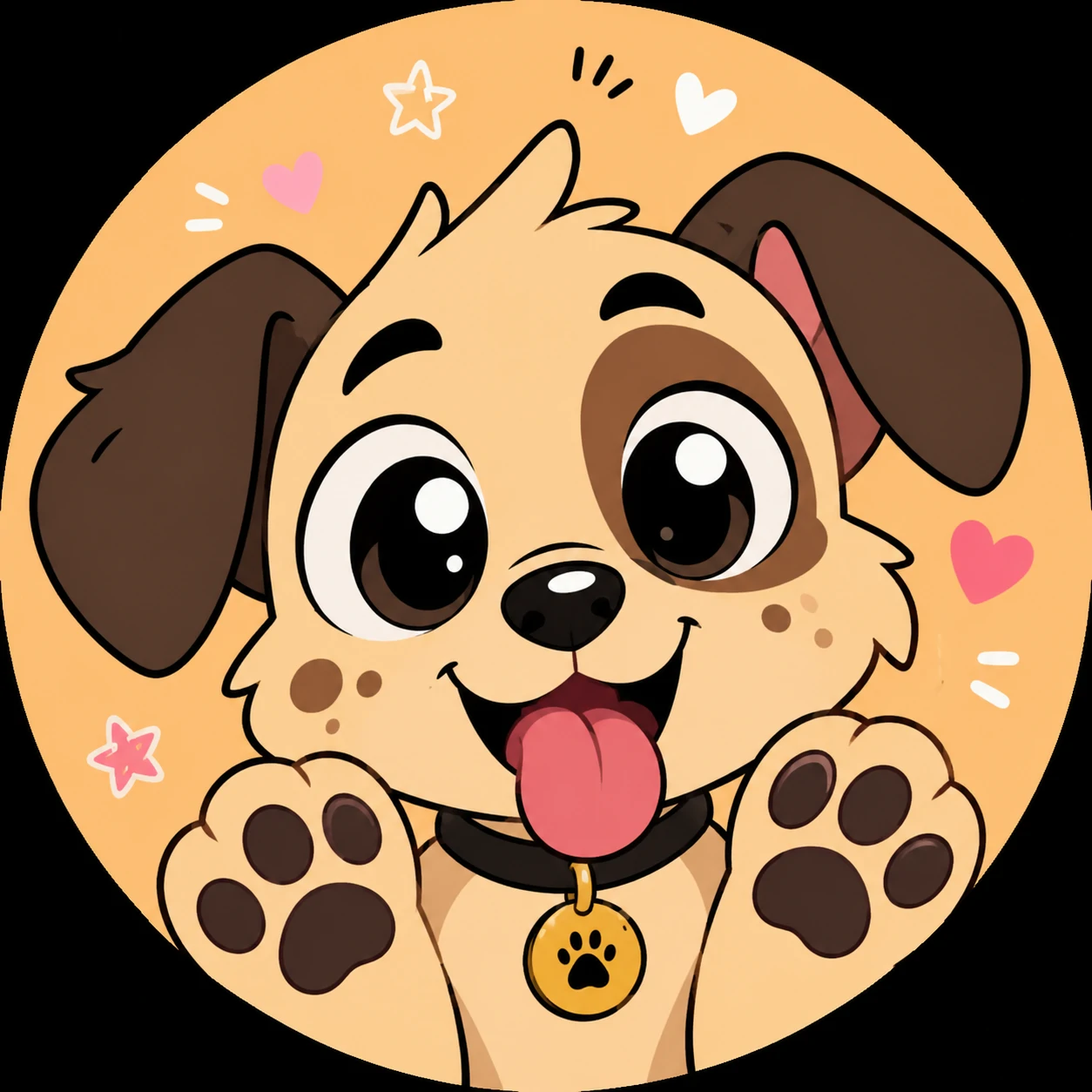 Flat color cartoon puppy with oversized eyes for a stylized PFP