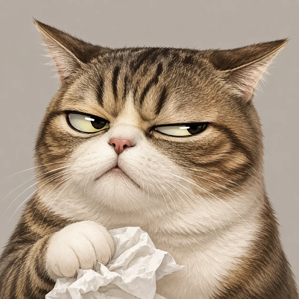 Grumpy judging funny cat pfp with side-eye for skeptical Discord meme profile picture