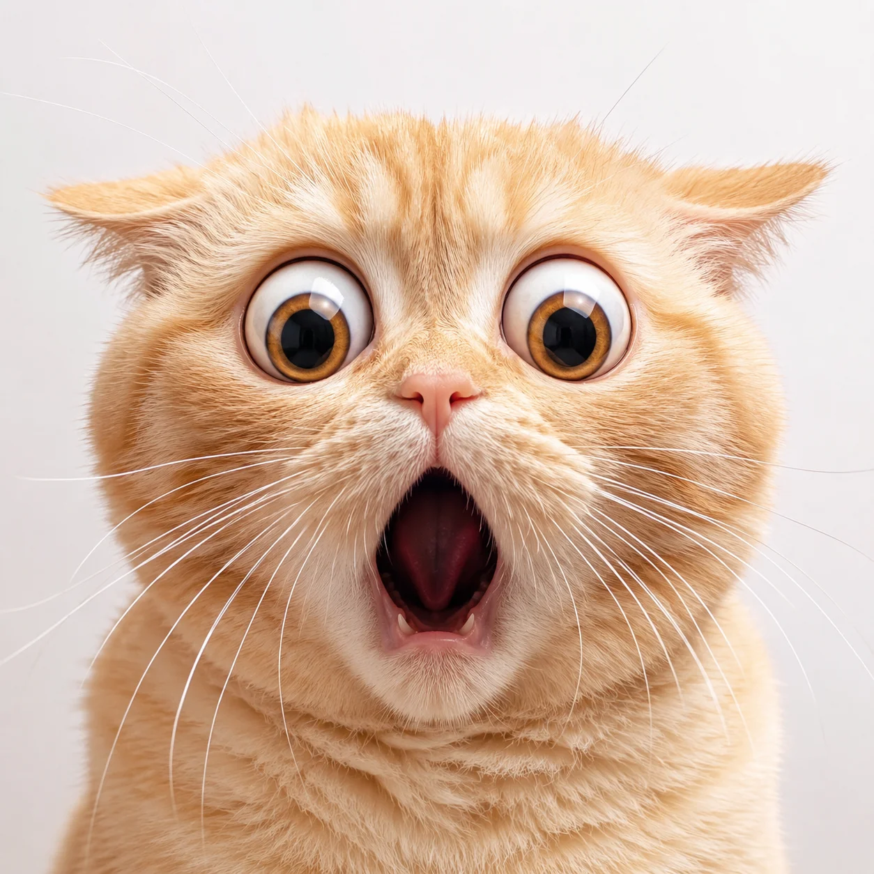 Shocked funny cat pfp with exaggerated wide eyes for chaotic Discord and meme server profiles