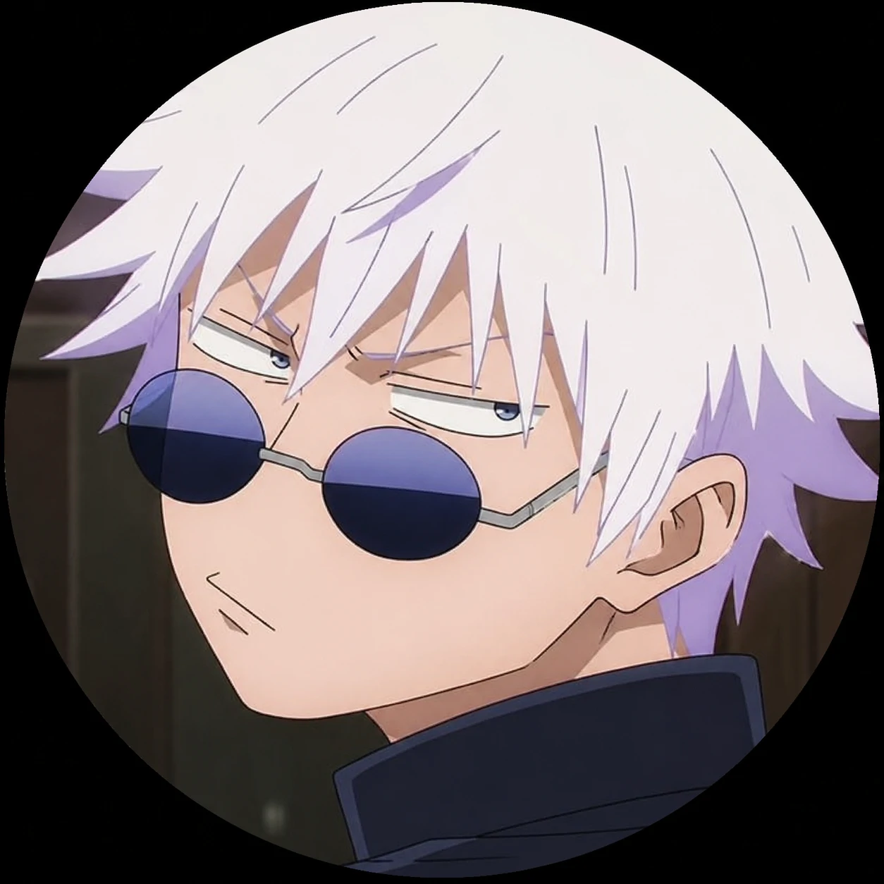 Gojo side-eye avatar with funny expression and compact anime profile crop