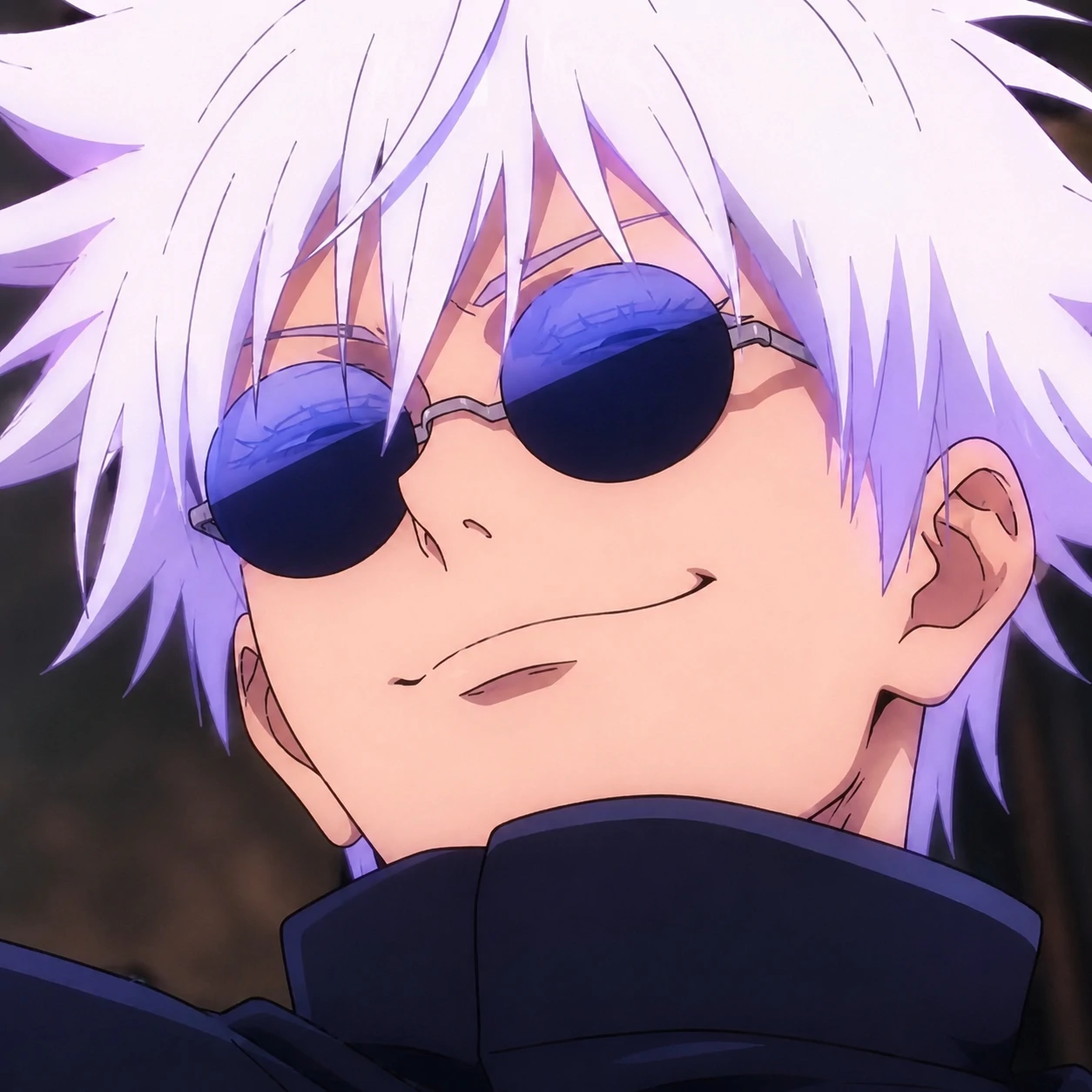 Funny Gojo pfp with smug anime reaction face and bright close crop