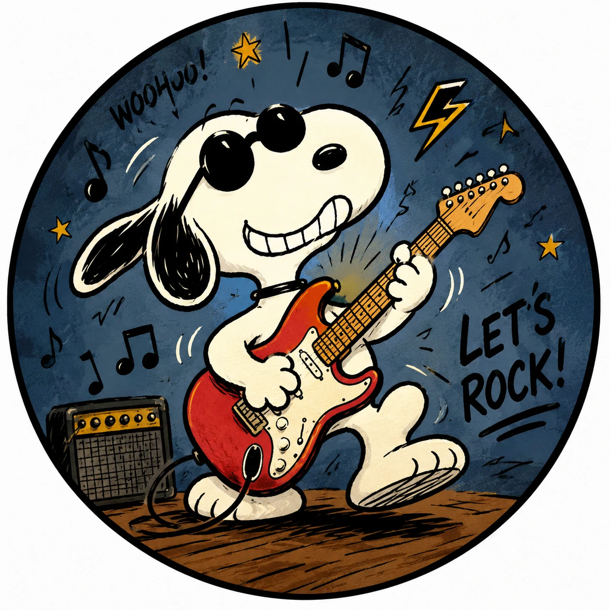 Snoopy playing guitar in a funny musical profile picture