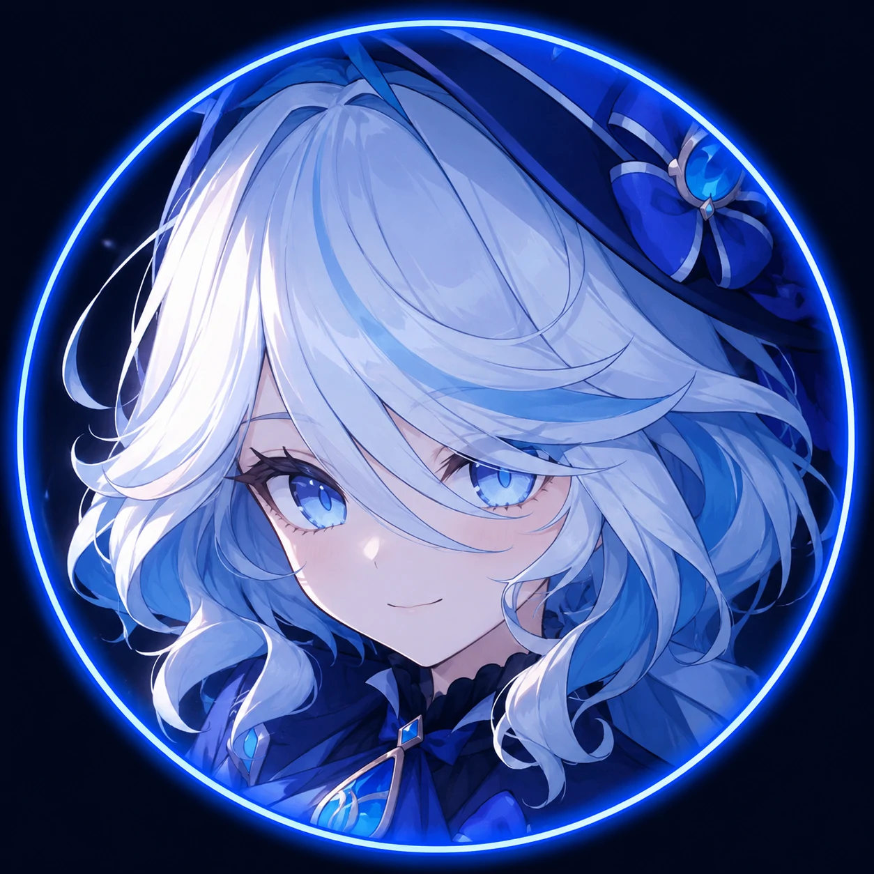 Furina Discord icon with blue outline and tight anime portrait crop