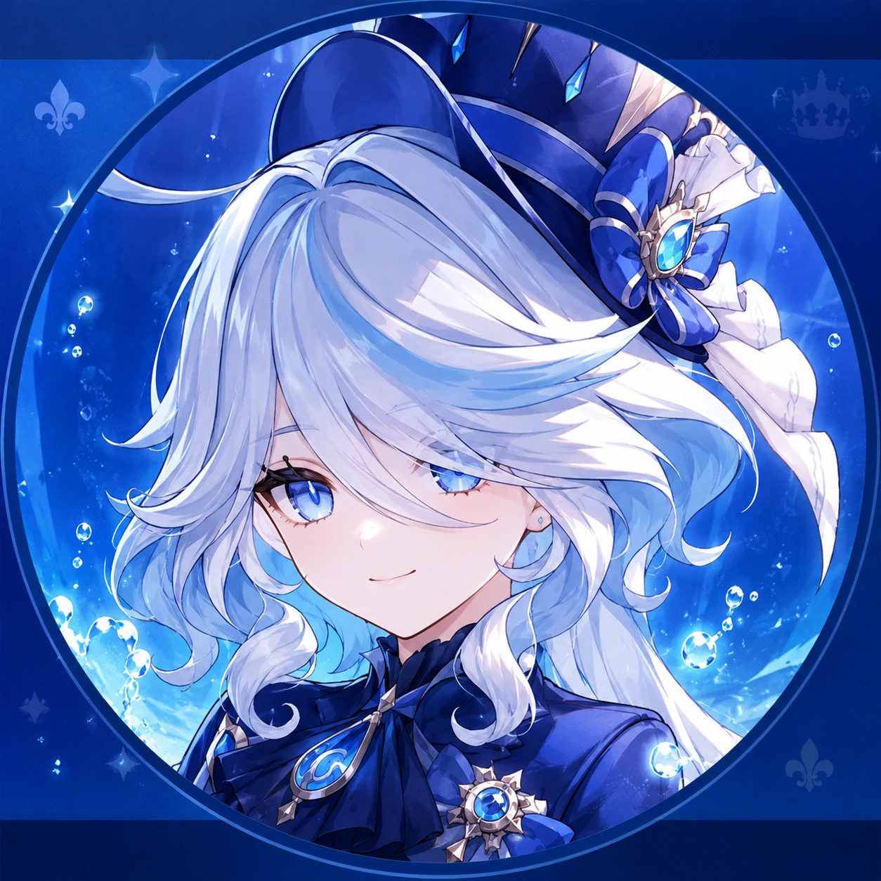 furina-discord-pfp-mini-banner-match Furina Discord pfp designed to pair with matching blue profile banner themes