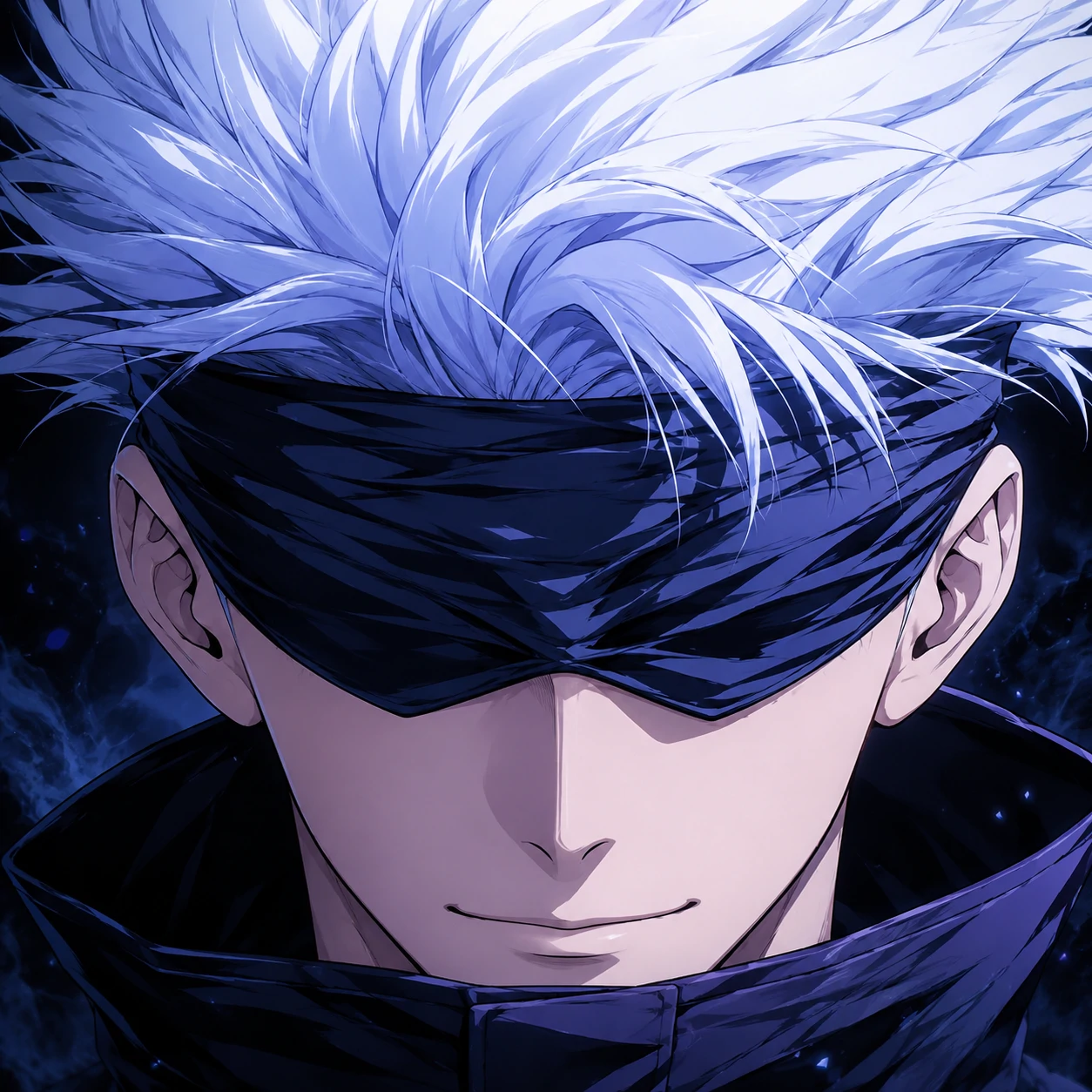 Ultra HD Gojo icon with blindfold close-up and clean white hair detail