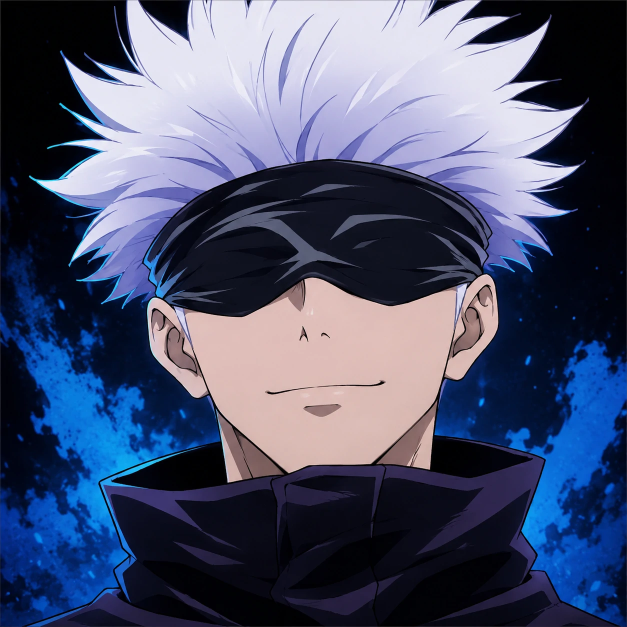 Blindfold Gojo Discord profile picture with simple background and square framing