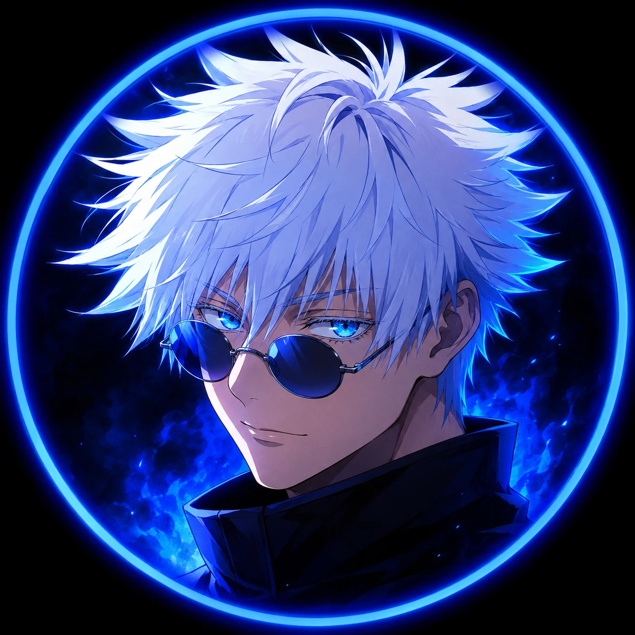 Gojo Discord avatar with blue accent ring effect and clear portrait crop