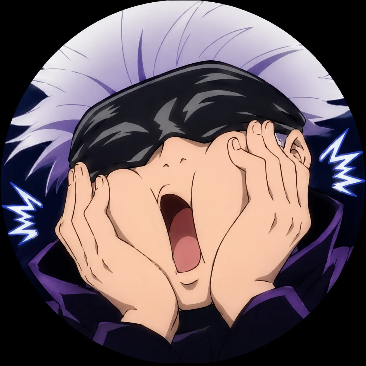 Funny Gojo Discord icon with expressive anime reaction and tight crop