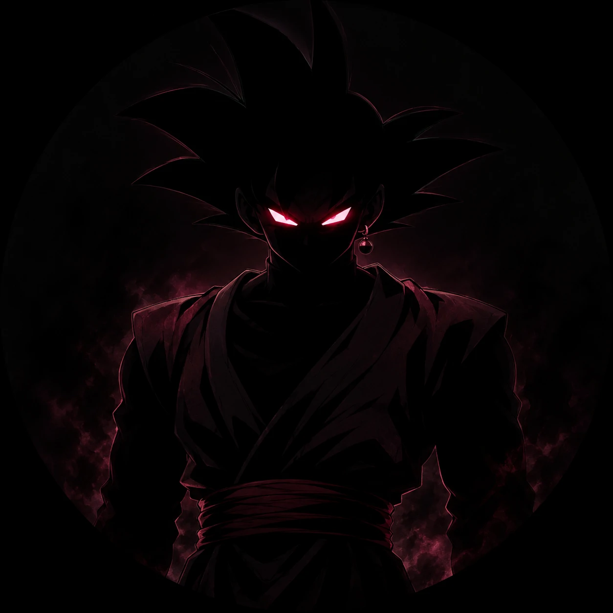 Black Goku PFP with glowing red eyes, dark anime profile picture
