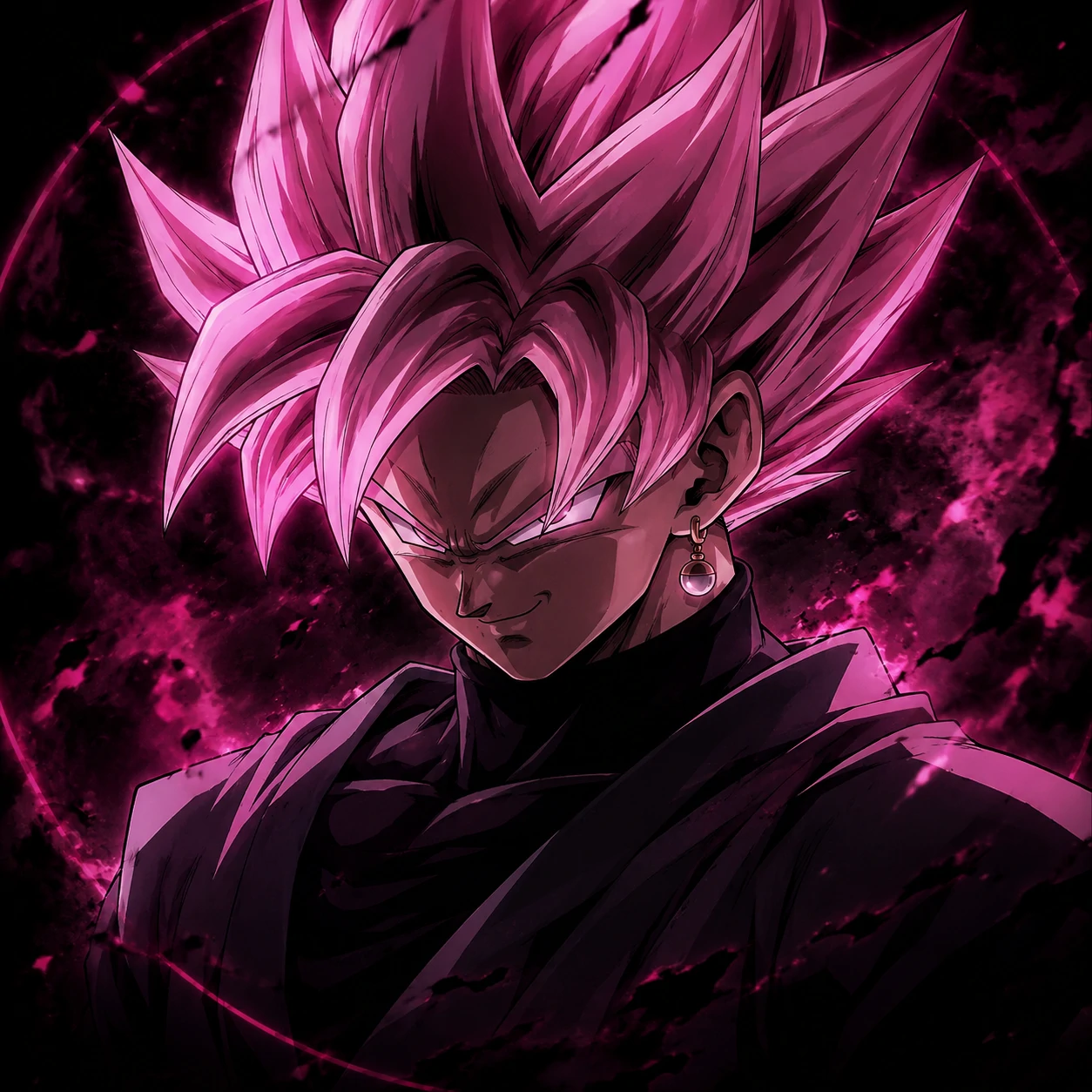 Goku Black PFP in Super Saiyan Rosé form, dark anime avatar