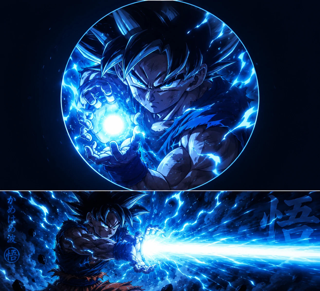 Goku PFP charging a blue Kamehameha blast, anime aesthetic profile picture