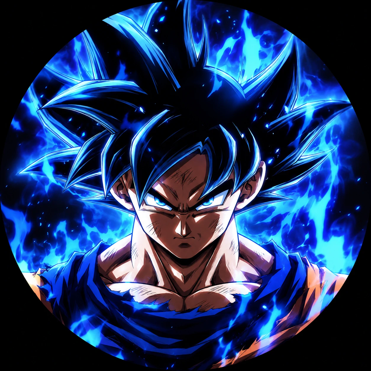 Cool blue-blast Goku PFP for Discord small circle, avatar