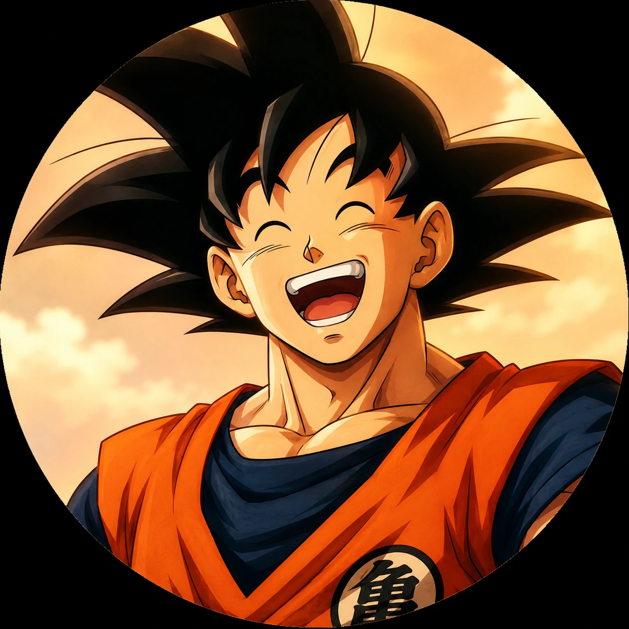 Smiling Goku PFP cropped circle friendly for Discord, anime avatar