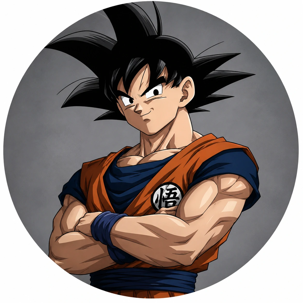 Confident arms-crossed Goku PFP cropped for Discord, anime avatar