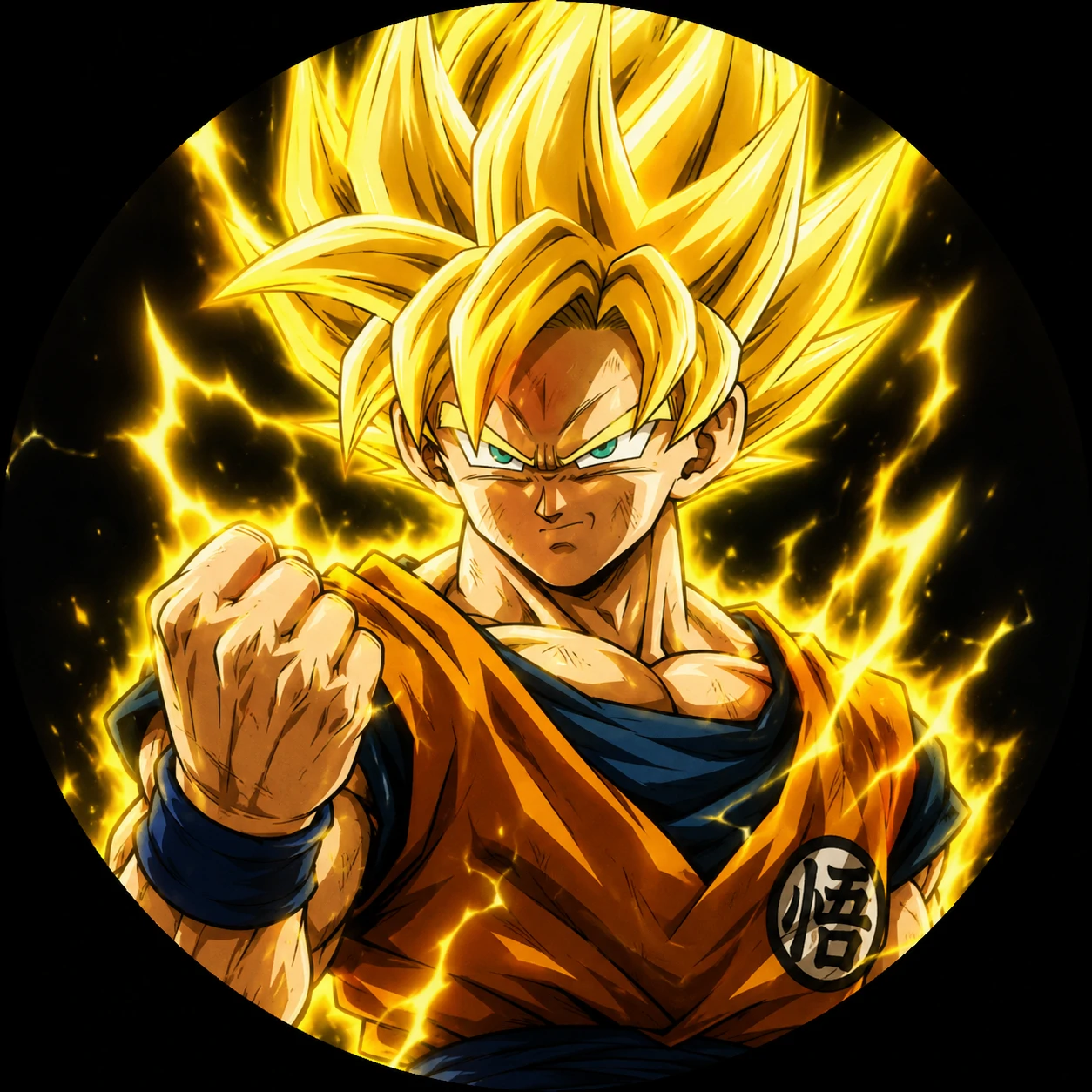 Super Saiyan Goku PFP with yellow aura for Discord, anime avatar