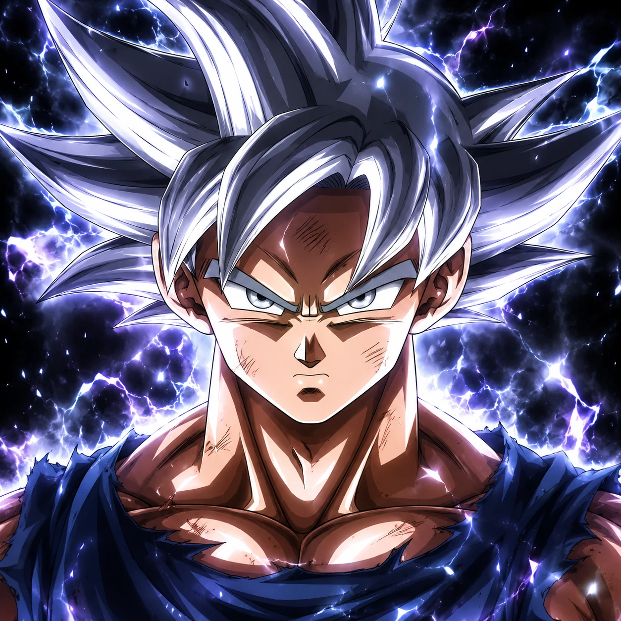 Mastered Ultra Instinct Goku PFP with open silver eyes, anime profile picture
