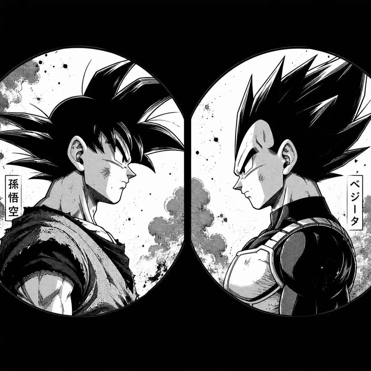 Black and white manga matching Goku and Vegeta PFP, anime avatars