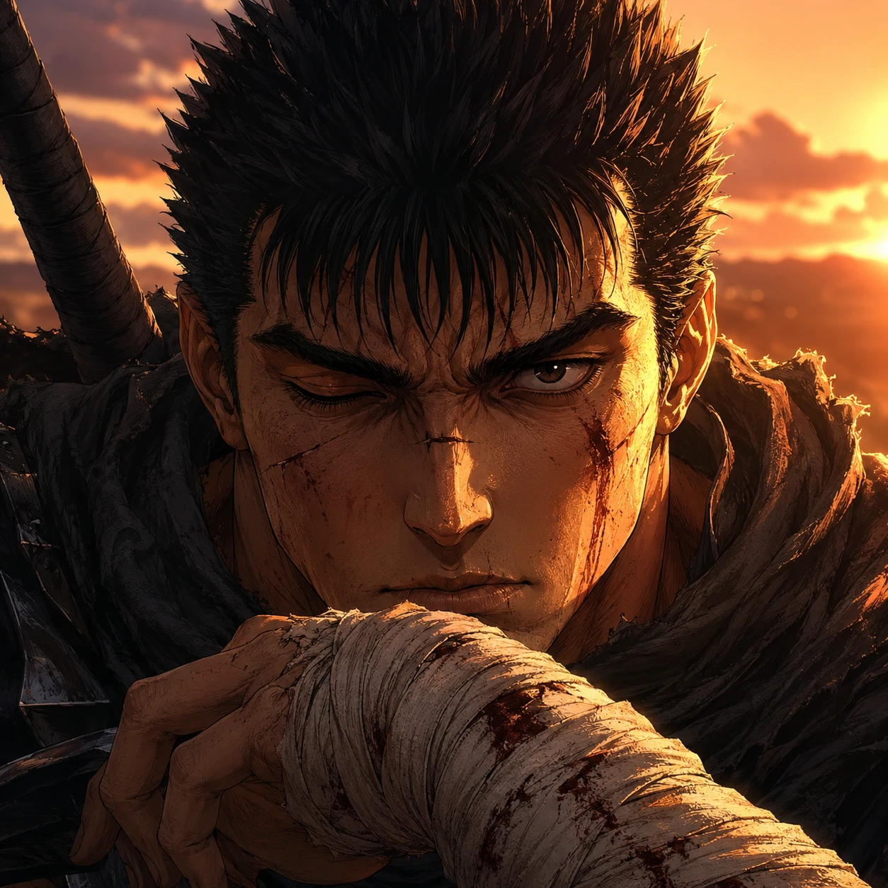 Crystal clear 2k guts avatar of Guts in golden hour light
