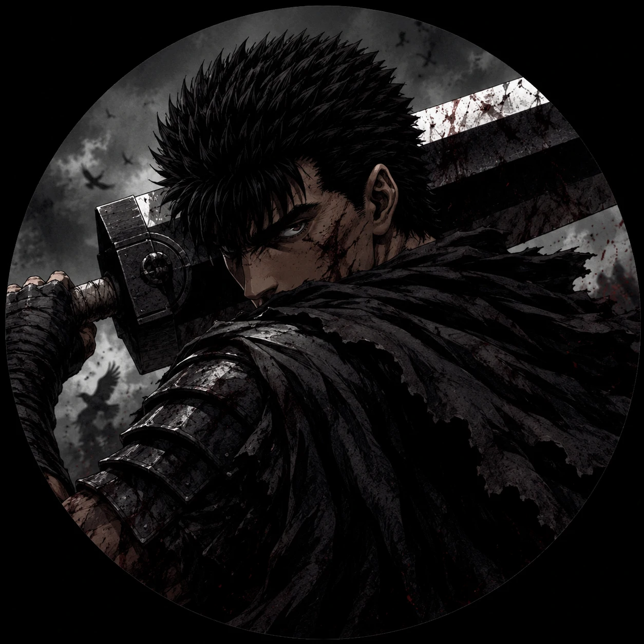 Guts black swordsman pfp carrying the Dragonslayer over his shoulder