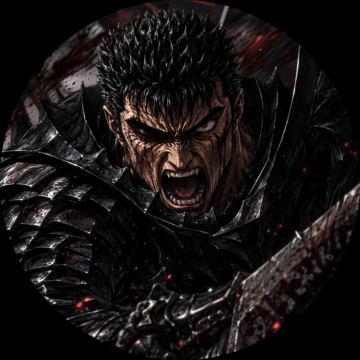 Ultra HD guts pfp cropped from a berserker wallpaper with Guts roaring