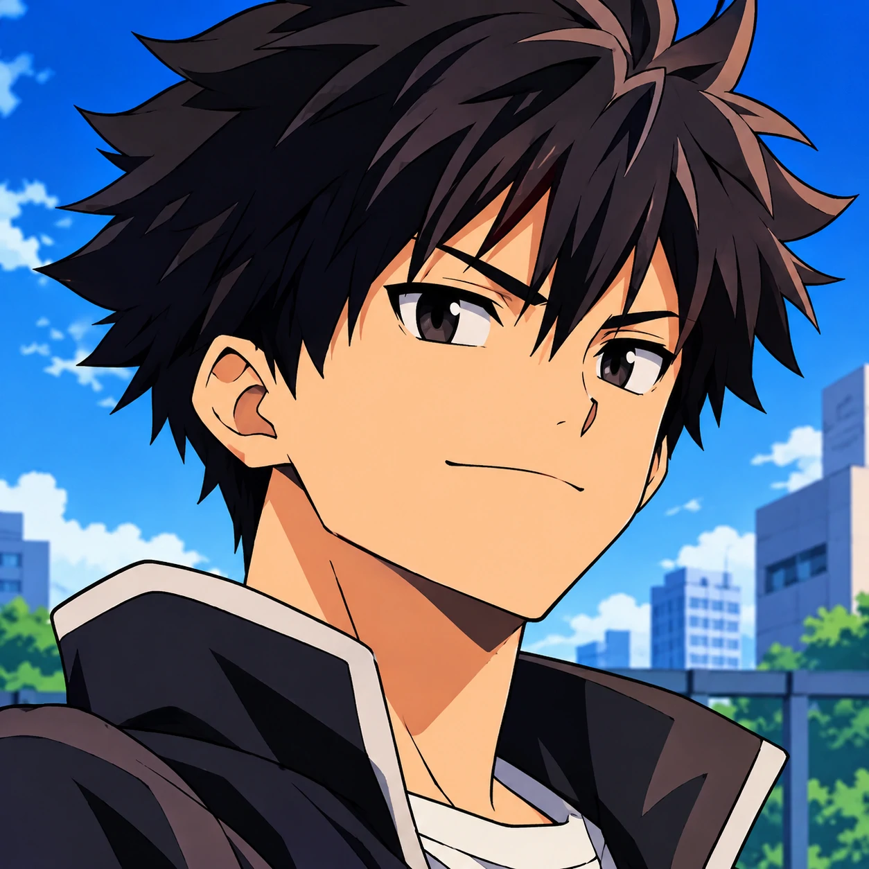 Clean cel-shaded HD anime boy icon with bold crisp outlines
