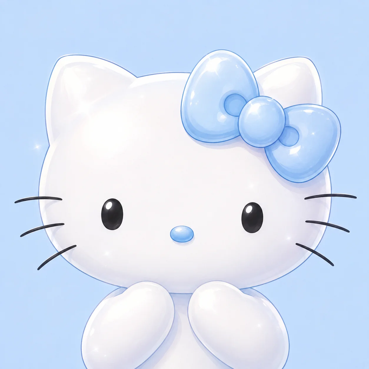 Baby blue hello kitty pfp with pearl glow for kawaii Discord avatar profile picture