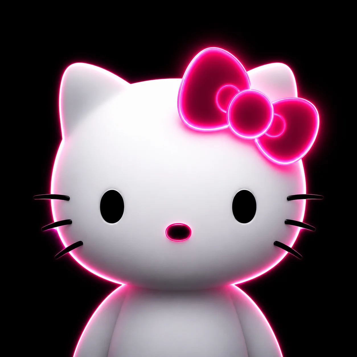Black hello kitty pfp with hot pink bow for baddie aesthetic TikTok profile picture