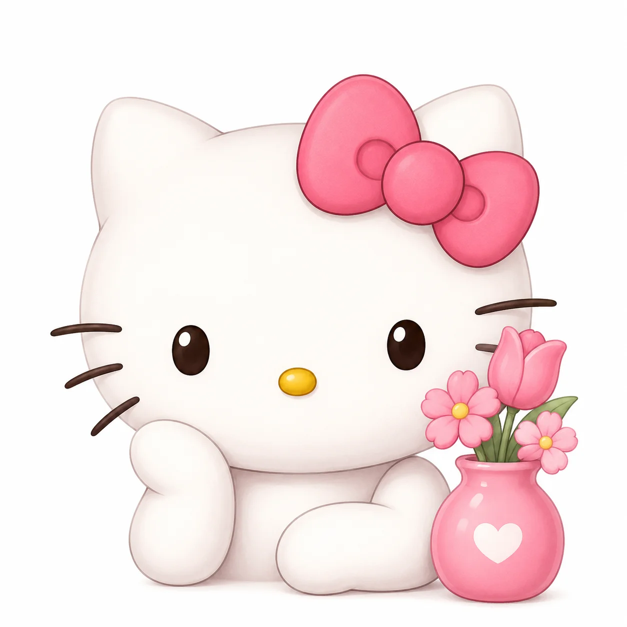Classic cute hello kitty pfp with pink flower vase for sweet Instagram profile