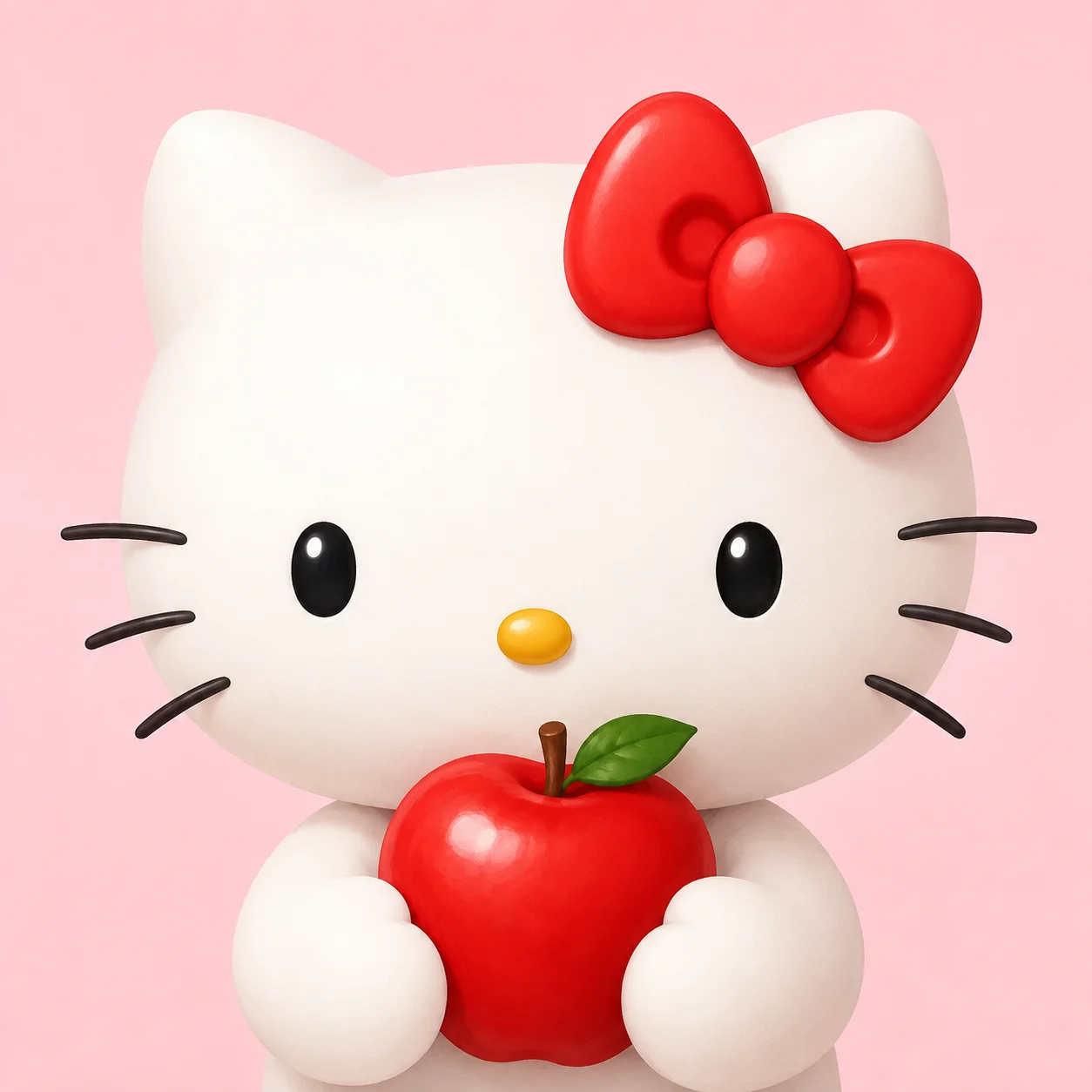 Cute classic hello kitty pfp holding apple for friendly profile picture icon