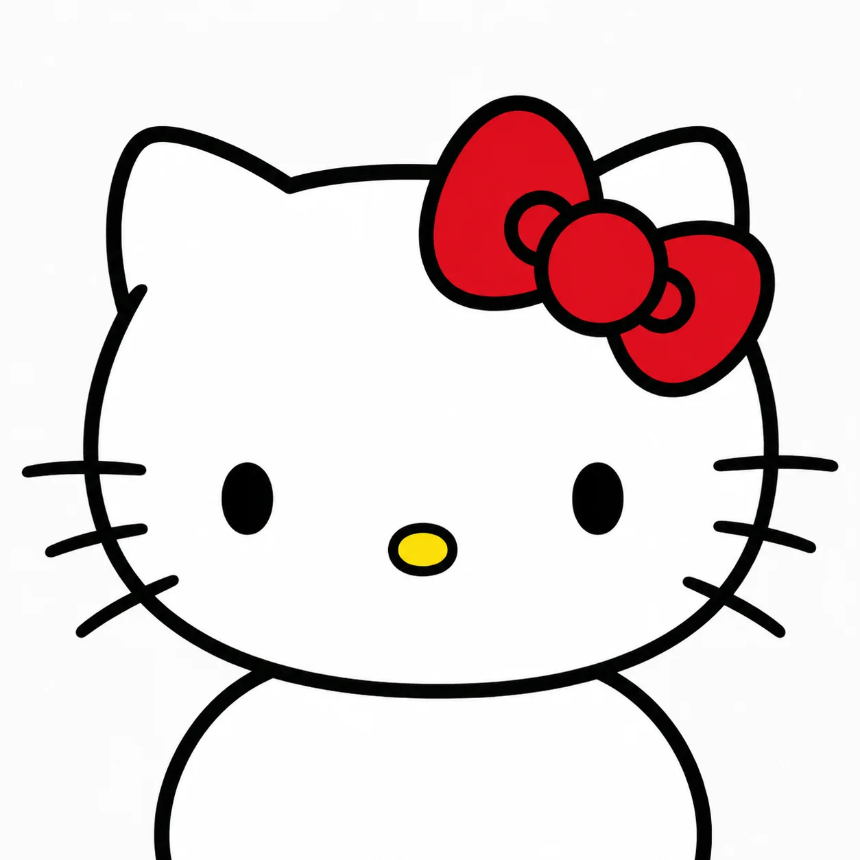 Classic cute hello kitty pfp with white face and red bow for everyday profile picture