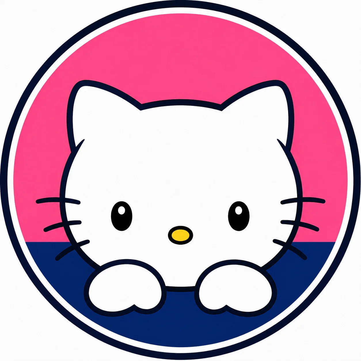 Cute hello kitty pfp mascot style for Discord server emblem and gaming guild icon