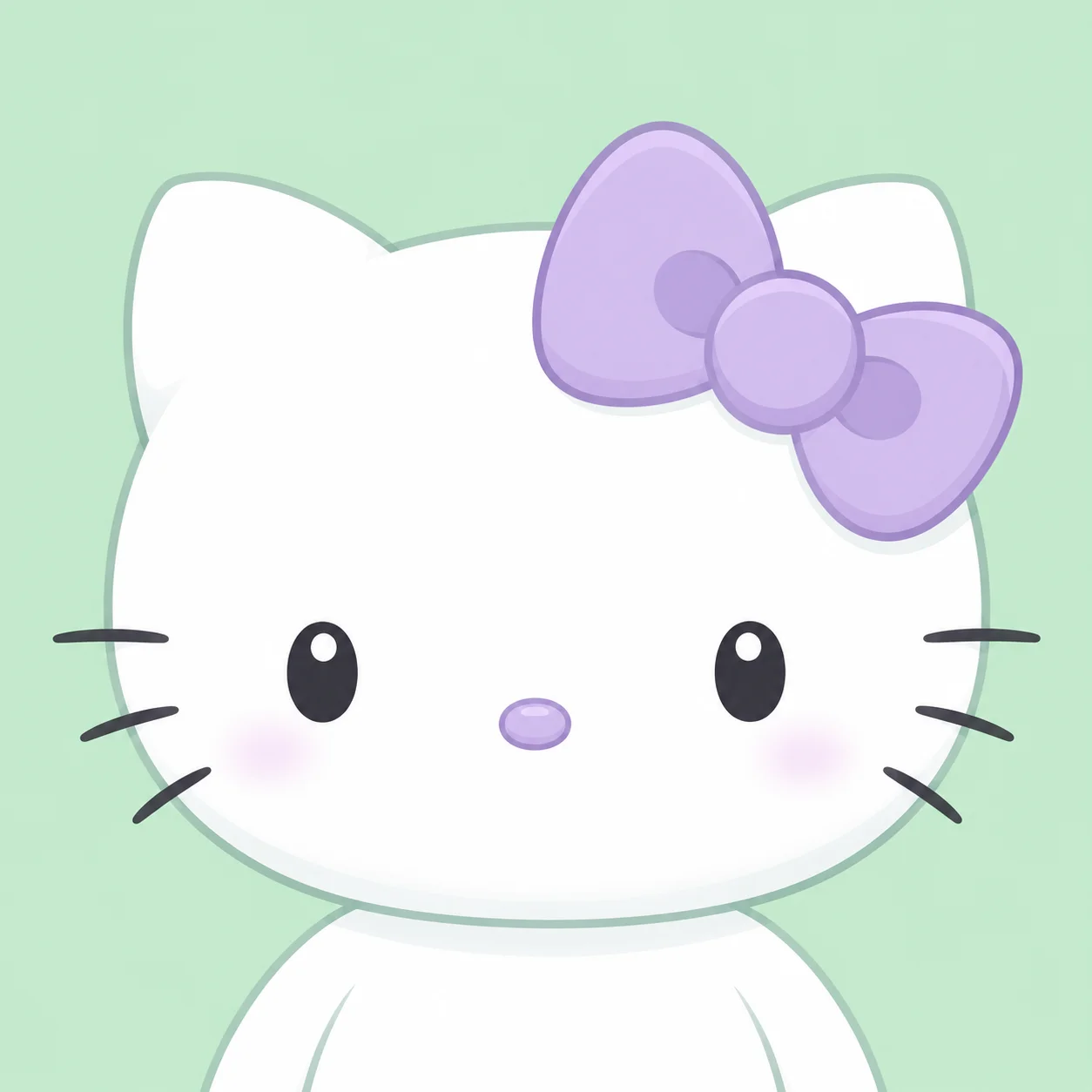 Lavender hello kitty pfp with mint background for soft aesthetic TikTok profile picture