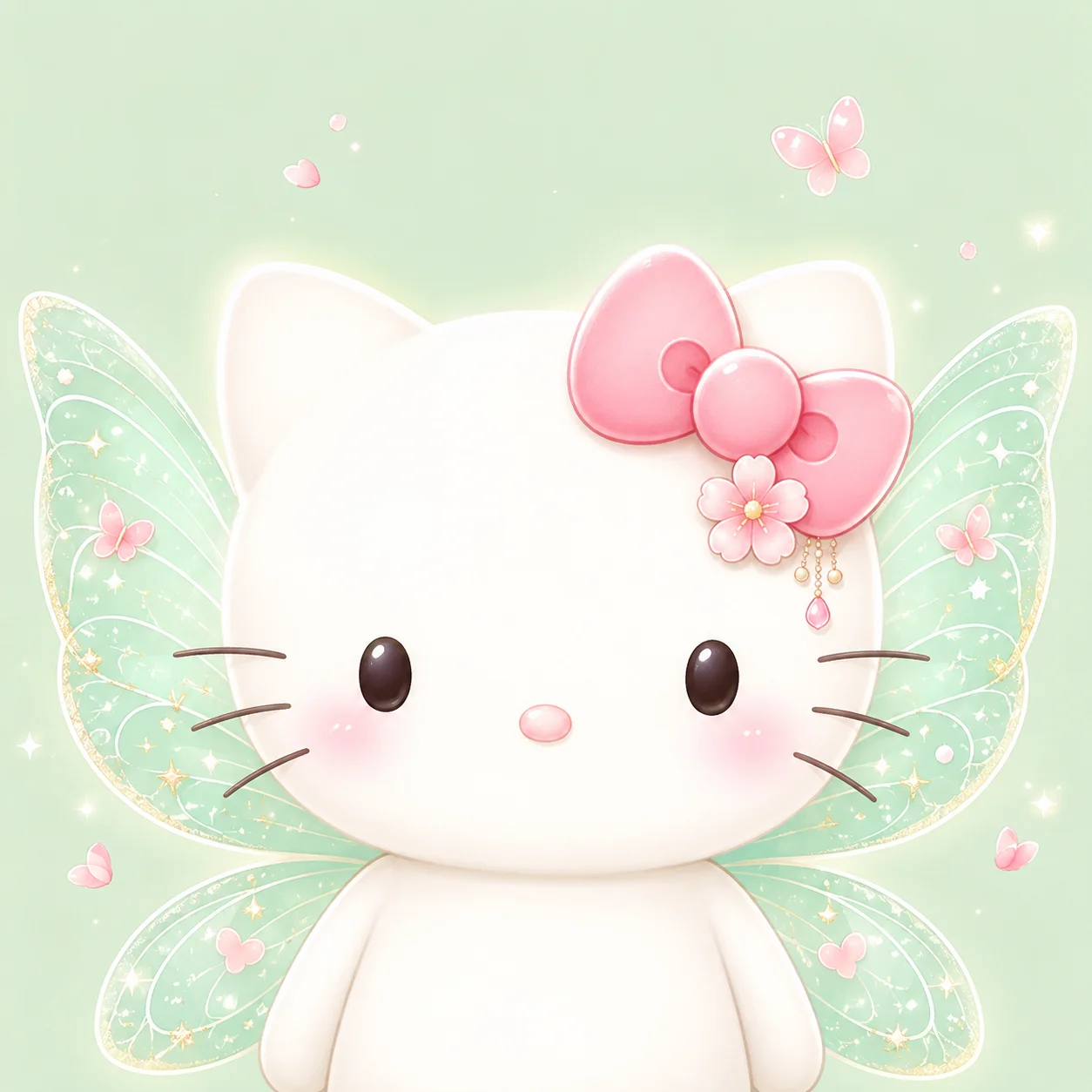 Mint butterfly hello kitty pfp for soft kawaii pastel aesthetic Instagram profile picture