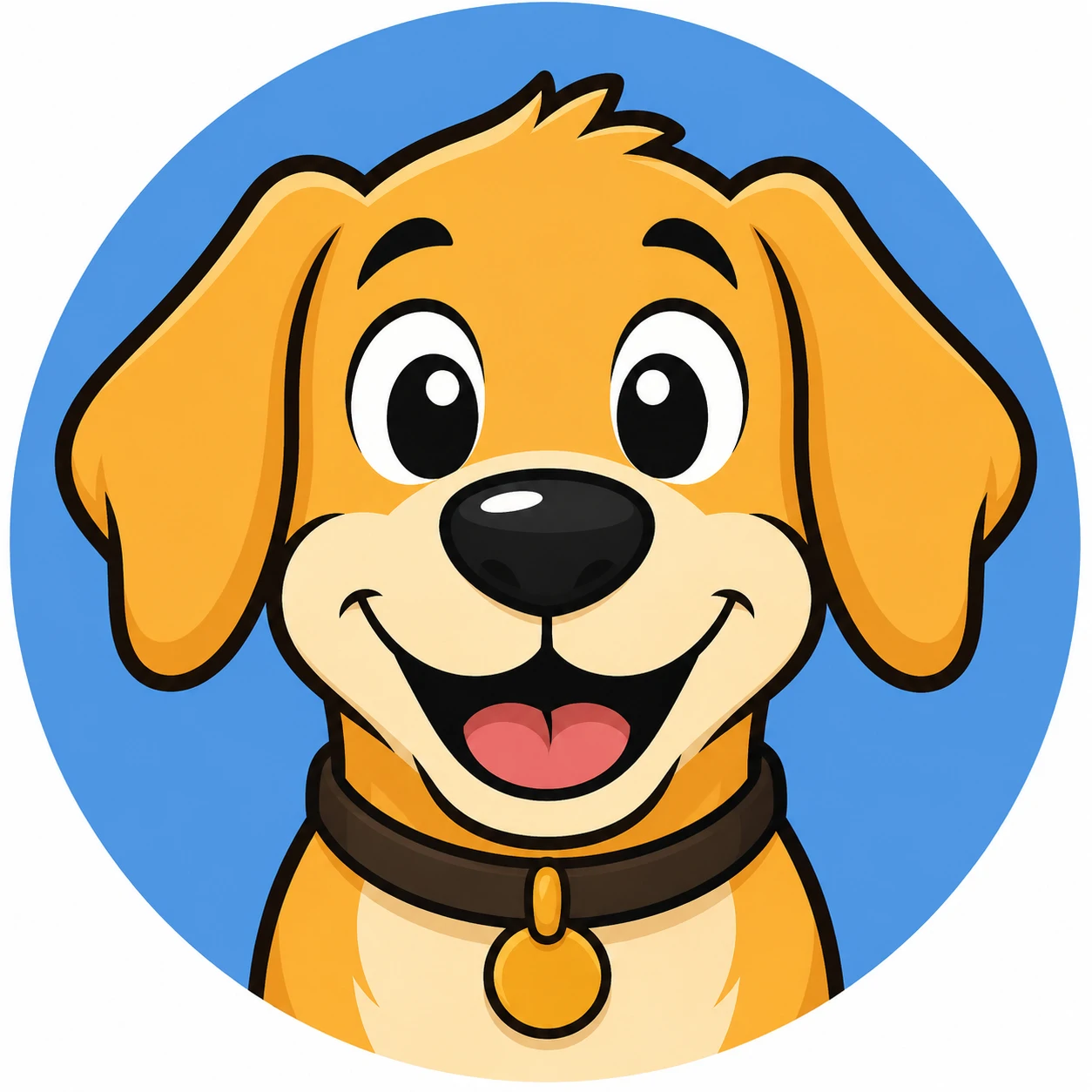 Illustrated cartoon dog icon with simplified shape for a clean PFP