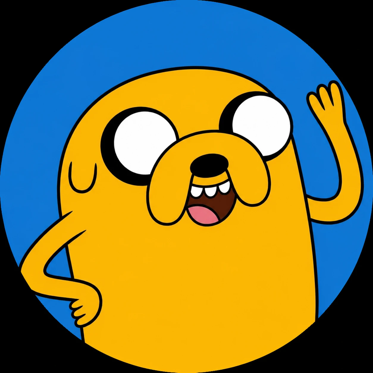 Jake the Dog cartoon character with iconic yellow shape and big smile