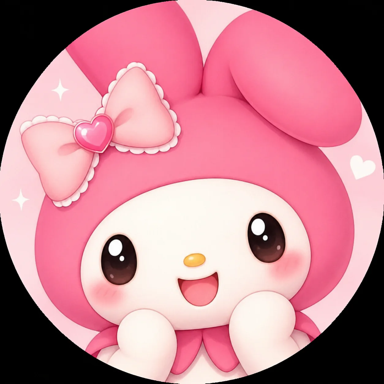 Kawaii cute My Melody PFP with smiling face and bright pink hood