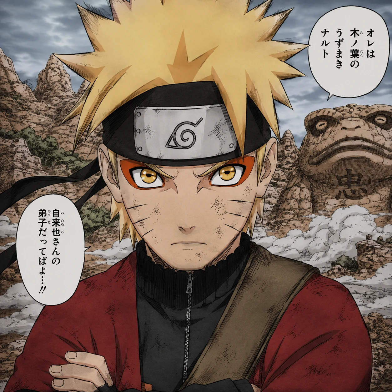 Manga colored sage mode Naruto PFP panel with amber eyes and pigment
