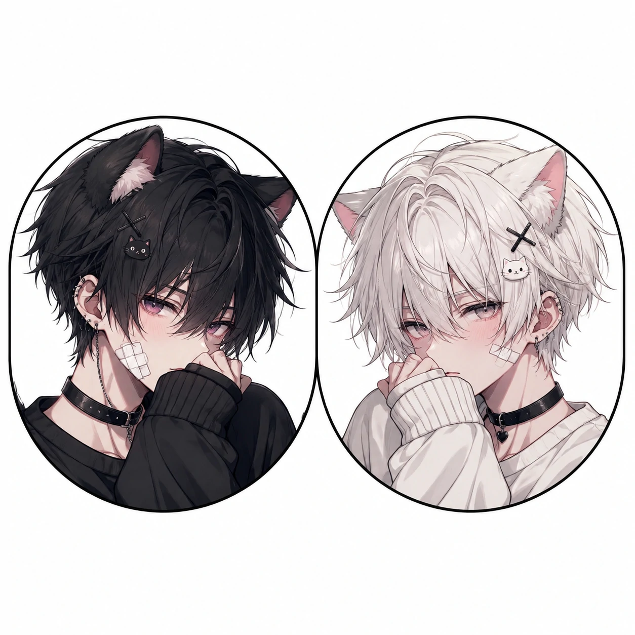 Matching femboy icon set with dual frame crop and clean white background