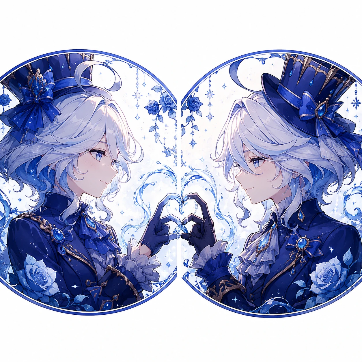 Matching Furina profile pictures designed as couple icons with linked anime composition