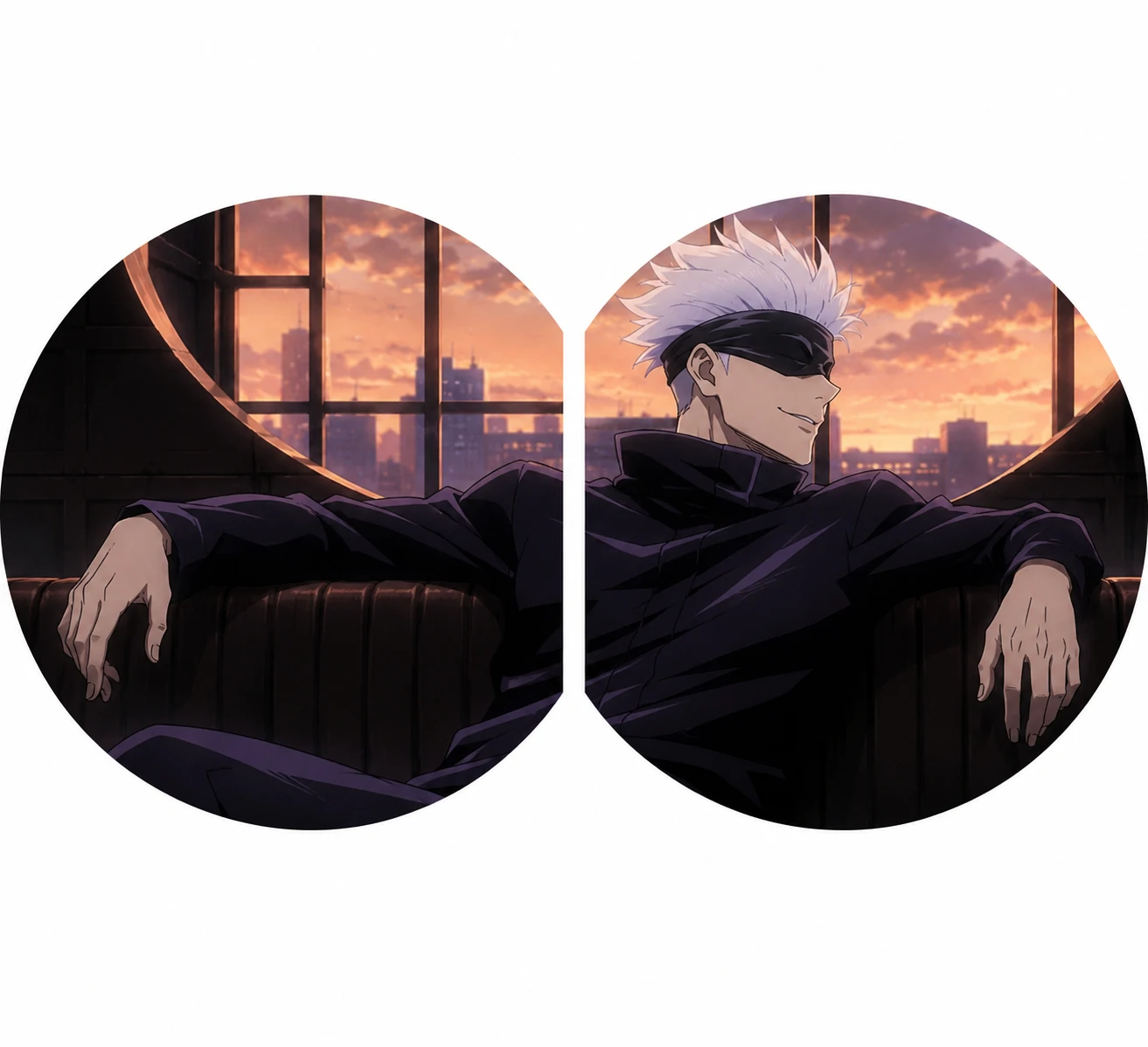 Matching Gojo pfp scene split into two profile crops for duo accounts