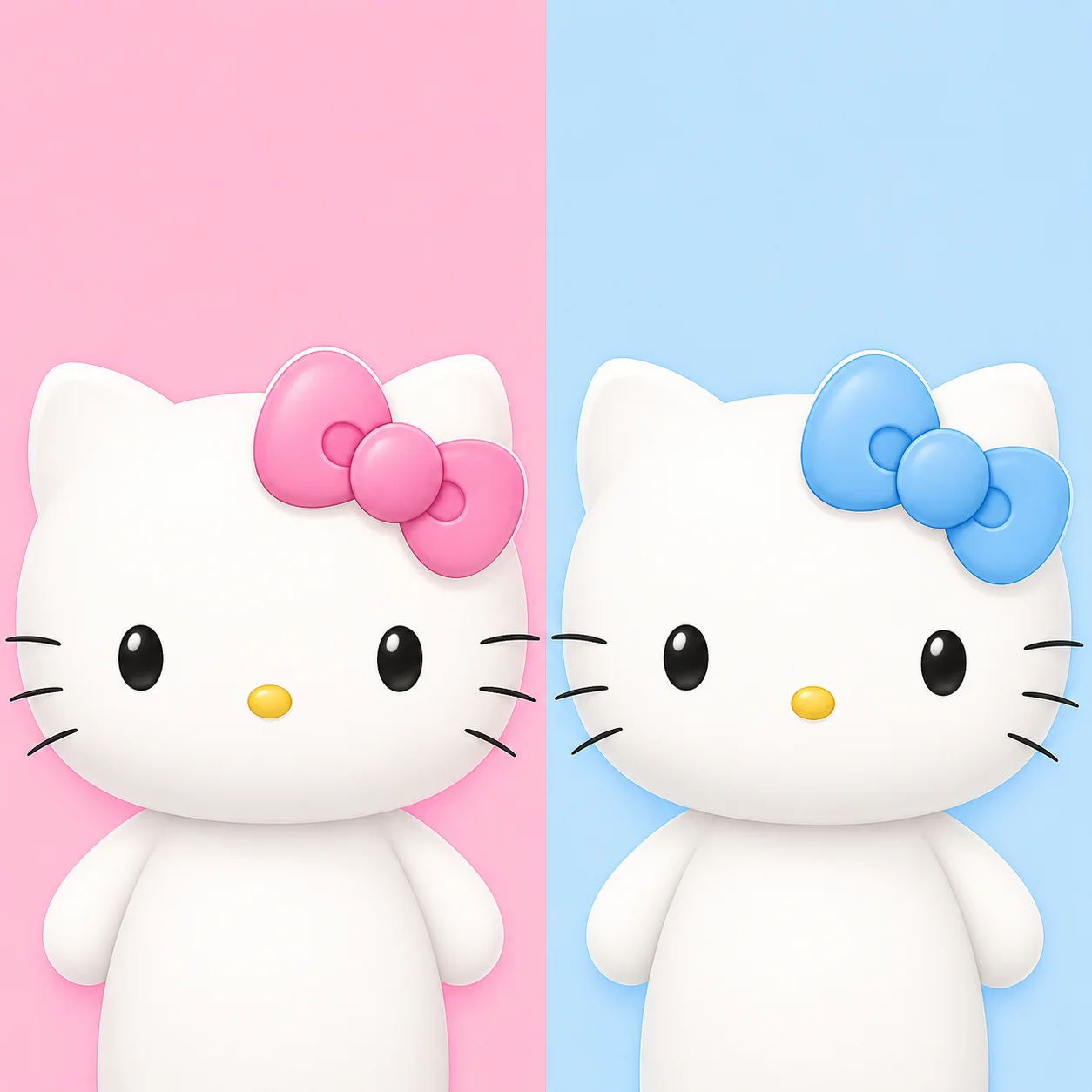 Matching hello kitty pfp duo with pink and blue bows for couple profile pictures