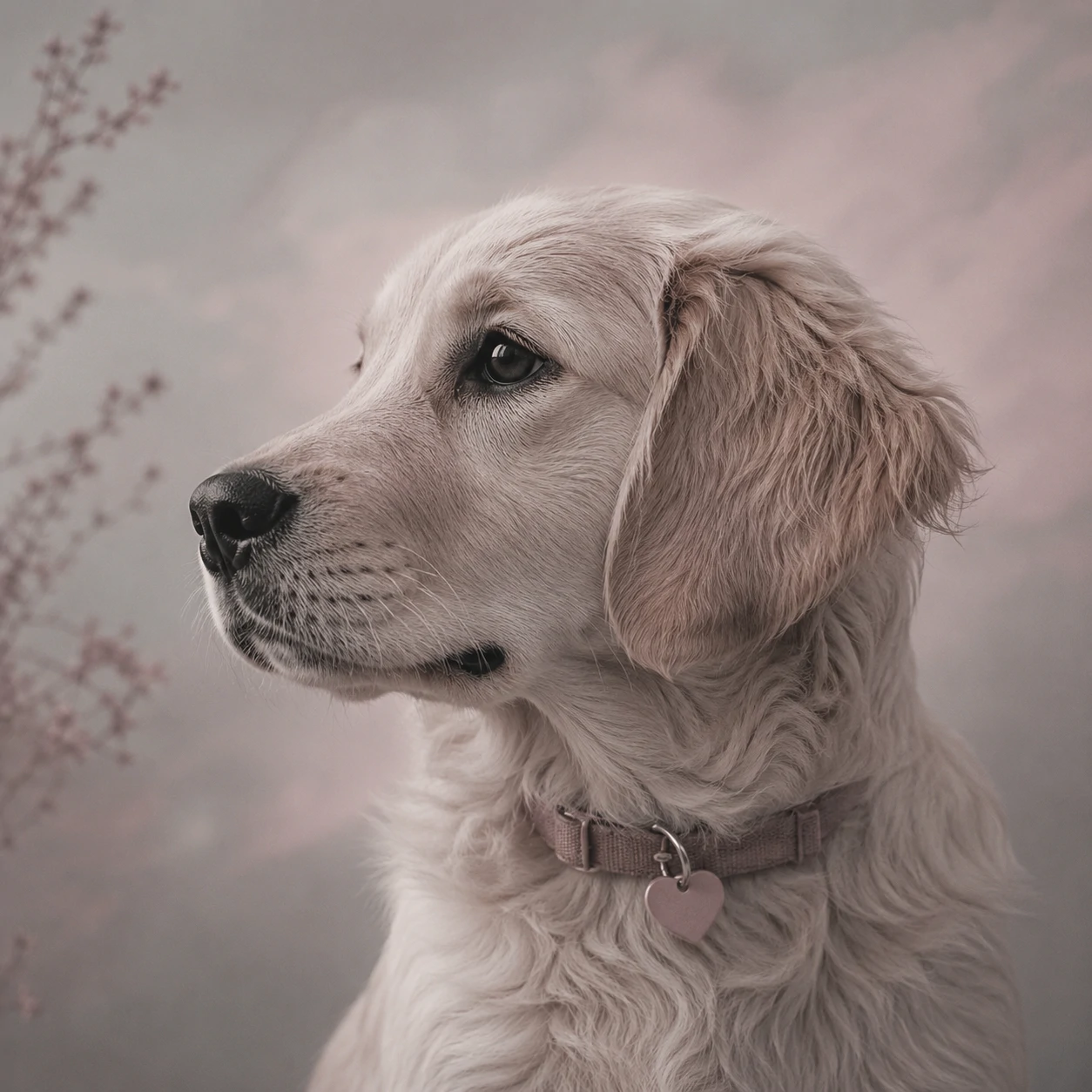 Muted aesthetic dog profile with low saturation palette